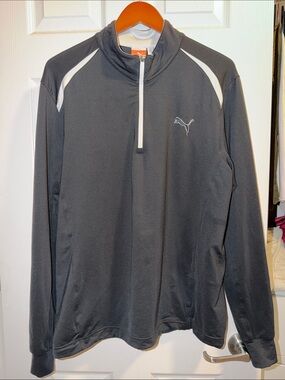 Puma Black Half-Zip Pullover with White Trim